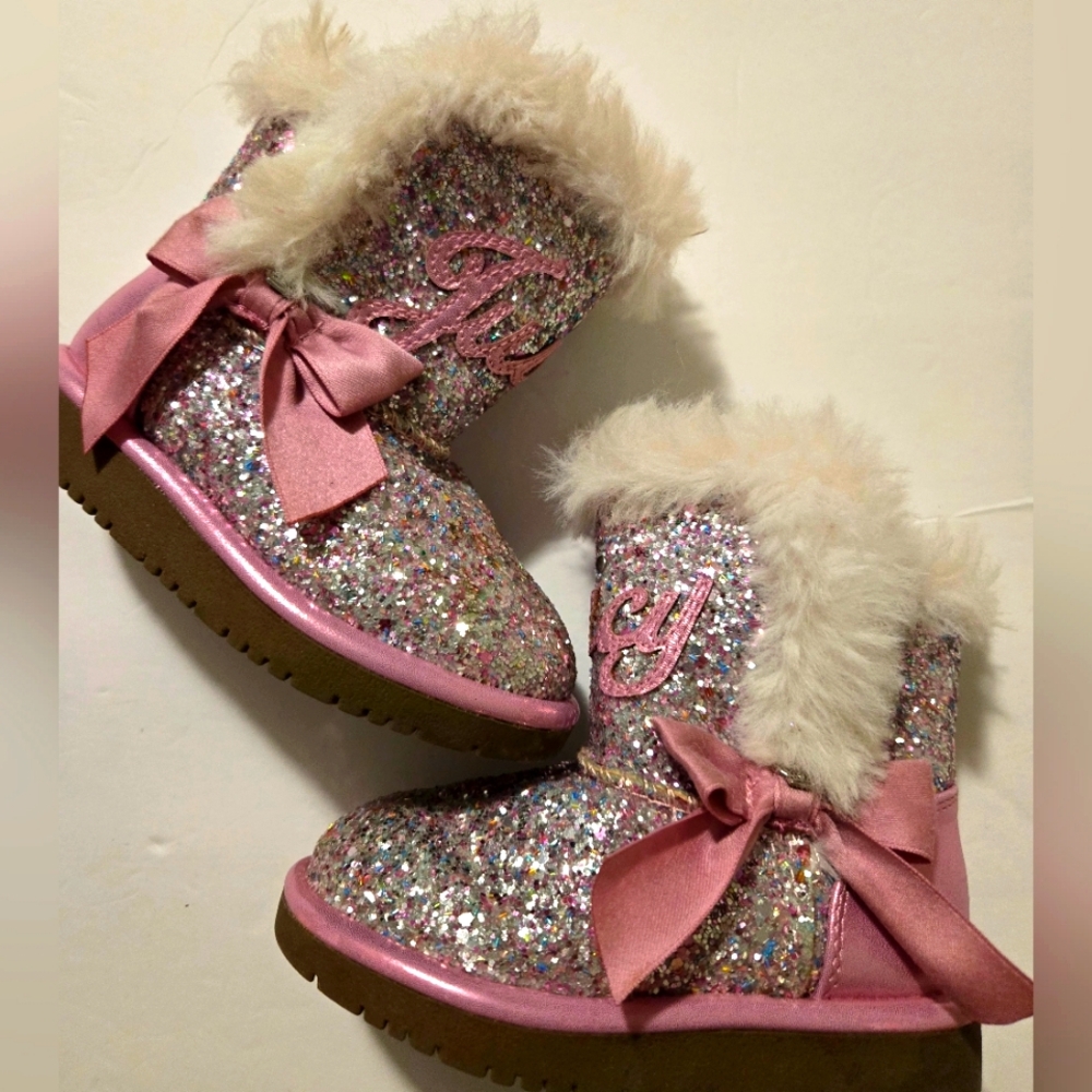 Gently Worn Kidss Juicy Couture Pink Glitter  Boots size 6